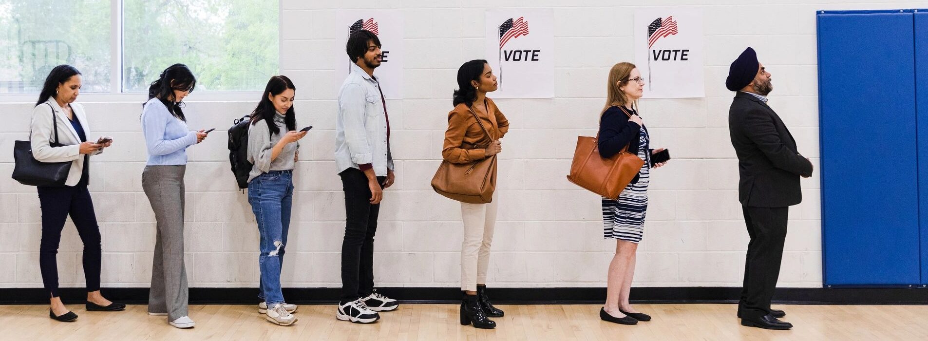 People waiting to vote