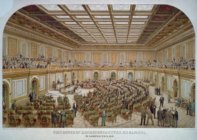 House predications may or may not be met. The image is the House of Representatives in 1866.